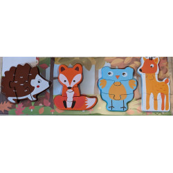 Ensemble de 4 puzzles en bois "Les animaux de la forêt"" 