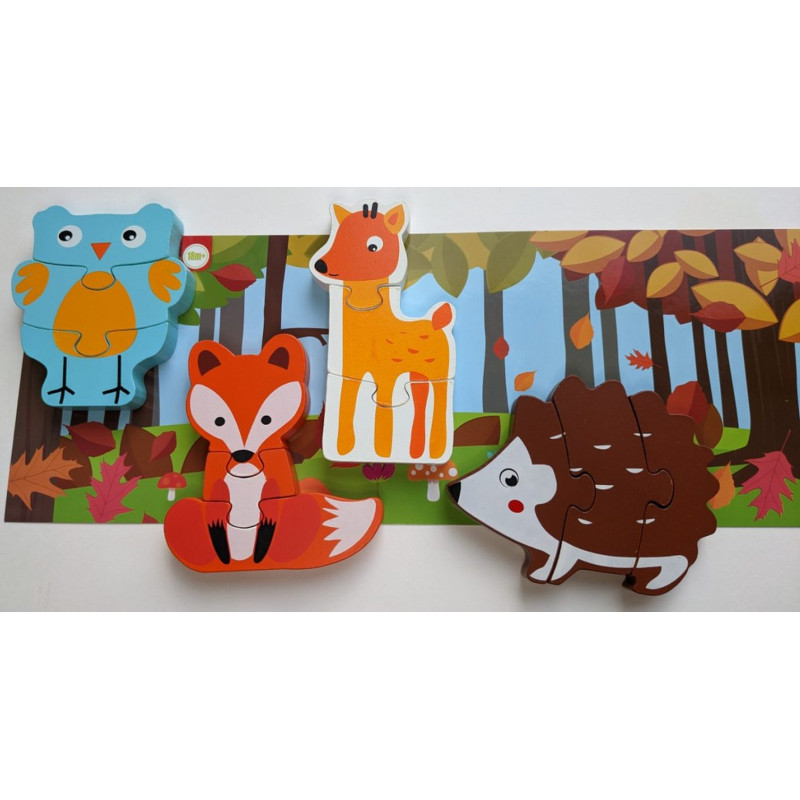 Ensemble de 4 puzzles en bois "Les animaux de la forêt"" Ensemble de 4 puzzles en bois "Les animaux de la forêt""