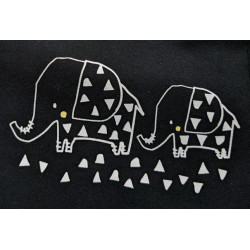 Bavoir noir motif Eléphant tout coton 