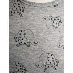 Bavoir gris motif Eléphants tout coton 