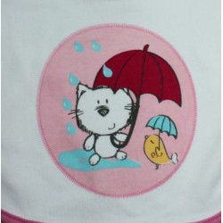 Bavoir blanc et rose motif chat 