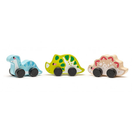 3 Dinosaures en bois à rouler